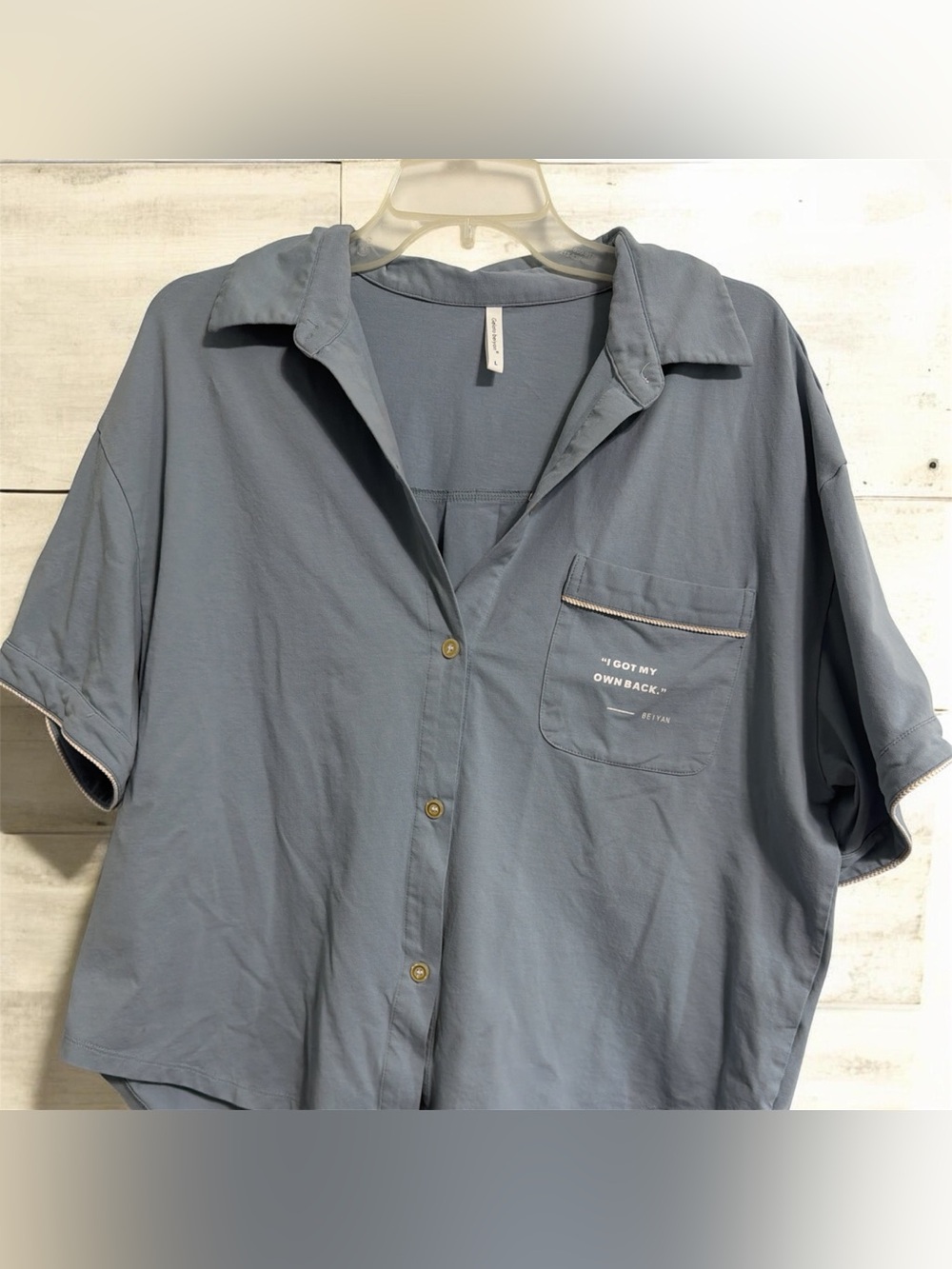 Relaxed Pocket-Front Pajama Top in Dusty Blue
